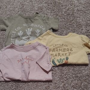 Little Co. Kids T-Shirt Set - Green, Yellow, Pink